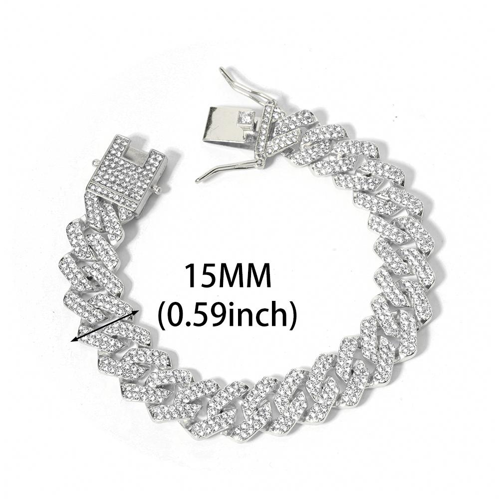 New Miami Iced Out Cuban Link Chain Bracelet For Men&Women Full Rhinestones Charms Hip Hop Jewelry 13mm Crystal Chain Party Gift