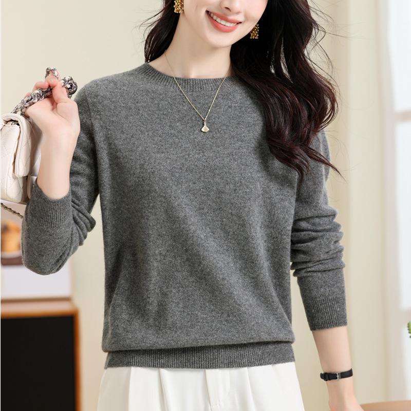 Women's 100% Pure Cashmere Round Neck Sweater - Autumn Winter Collection