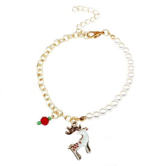 

Чулки в виде снеговика, браслет с подвеской из искусственного жемчуга, регулируемый рождественский браслет, ювелирный подарок D