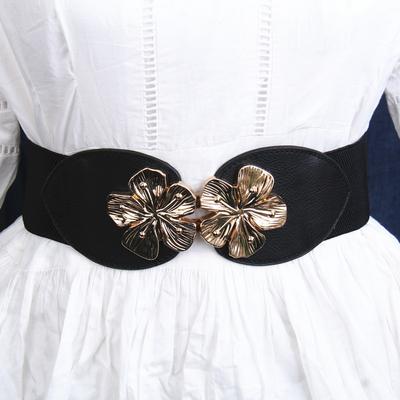 Red Seal Flower Elastic Elastic Waist Seal, Belt Buckle, Women'S High-End Sense With Dress Decoration Tide