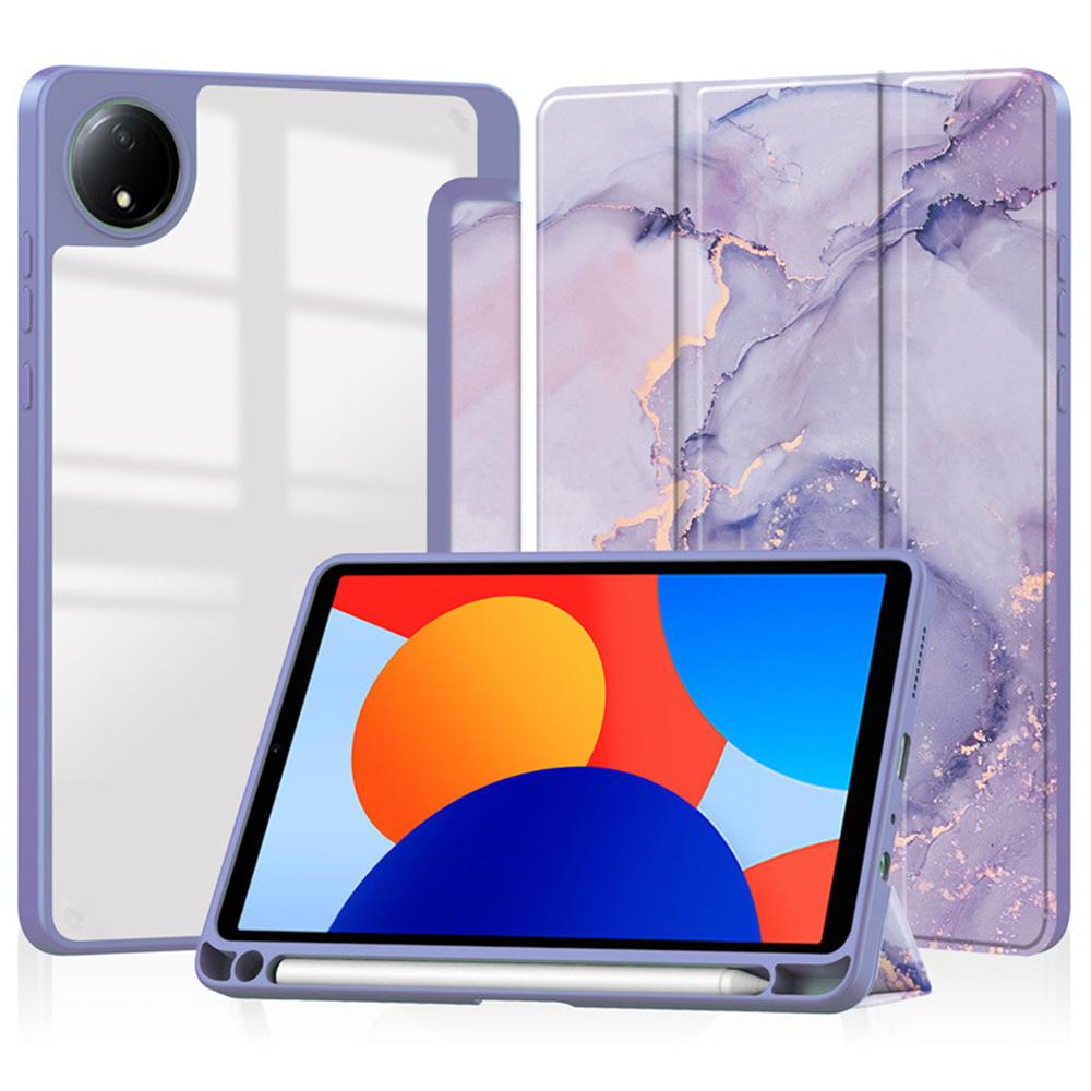 

Чохол для планшета Xiaomi Redmi Pad SE 4G 8,7 дюйма, трискладна підставка, друк візерунка, прозора акрилова шкіряна обкладинка Purple Marble