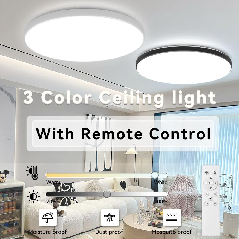Plafoniera LED Dimmerabile con Telecomando Lampada da Soffitto Rotonda Ultra Sottile a Incasso per Soggiorno Camera da Letto AC85-265V