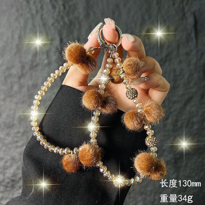 New Furry Crystal Rhinestone Phone Chain for Women, Wrist Hanging Decoration, Autumn and Winter Plush Phone Chain, Short Style Wholesale