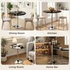 Round Bar Table, Modern Dining Table with Tempered Glass Top and Steel Frame for 4, 70 x 70 x 75.5cm, Black