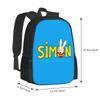 Simon Logo Pattern Design Laptop Travel School Bags Simon Rabbit Bunny Kids Cartoon Show Netflix