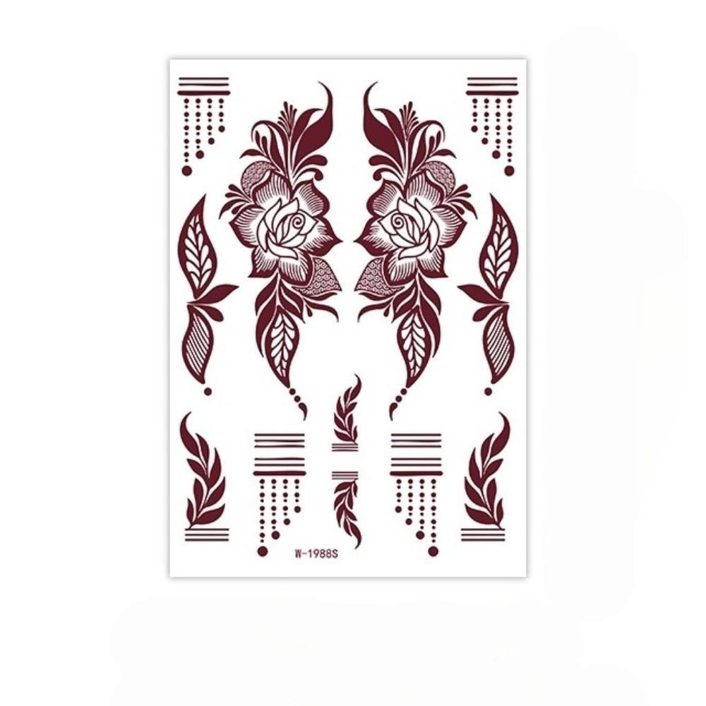 Lace Fake Tattoo Henna Tattoo Stickers Legs Arm Red Henna Tattoo Decals  Women/Lady