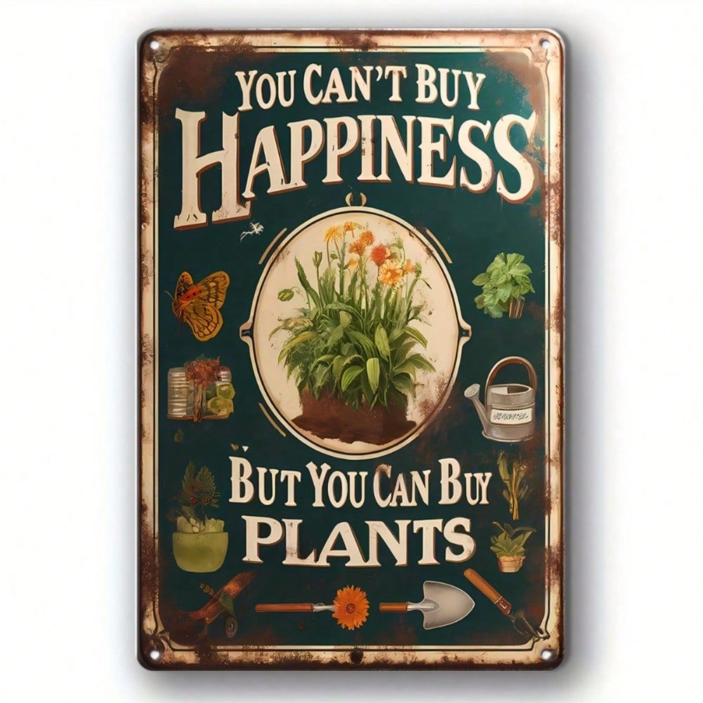 Vintage Metal Sign Plants Quote Wall Decor for Home Garden Cafe Gift