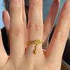 Smart Dragon Swinging Tail Ring Turns The World Around Yellow Gold Super Flash Swinging Dragon Tail Dragon Scale Coiling Dragon Ring