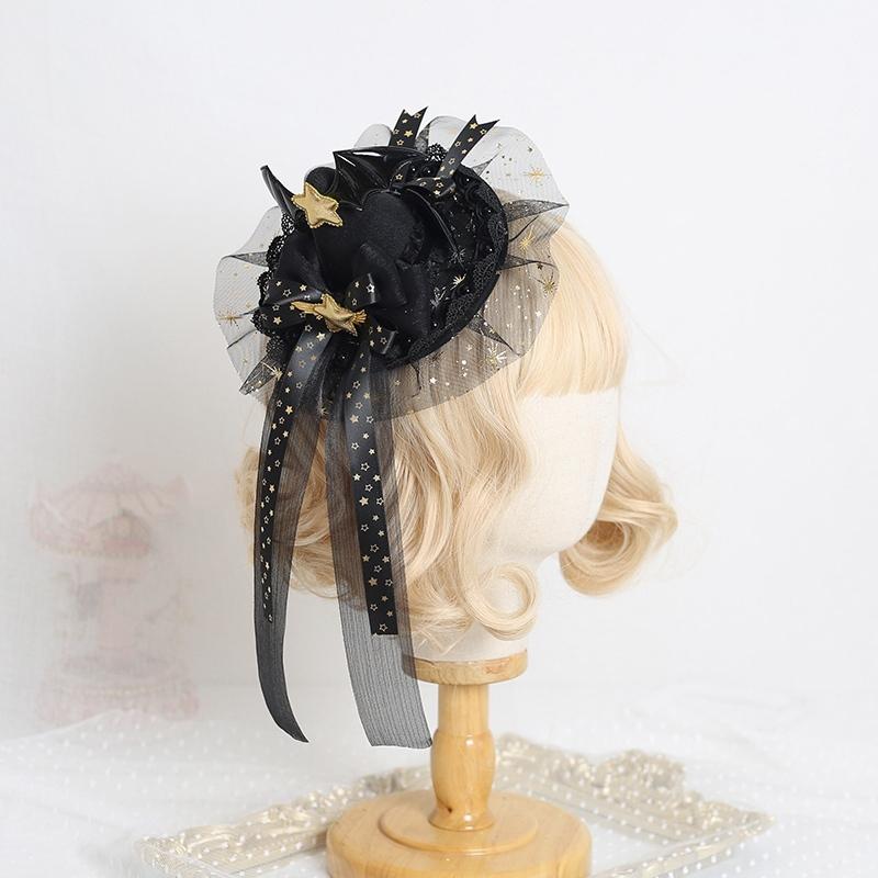 Black Curved Cone Witch Hat Gothic Lolita Women Cosplay Dress Hat Accessories Halloween Party Magical Clown Wizard Hat Decor