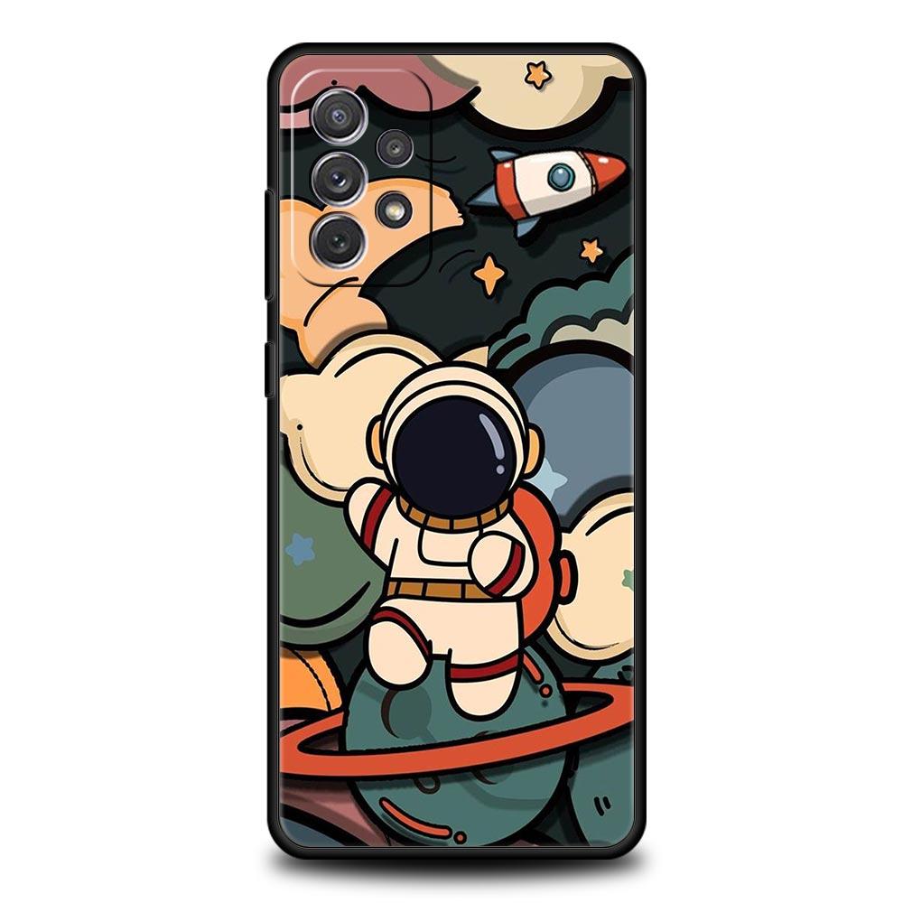 Cartoon Cute Cosmonaut Phone Case for Samsung Galaxy A55 A35 A15 A14 A13 A25 A54 A51 A71 A72 A73 A32 A52 A41 5G Soft TPU Shell
