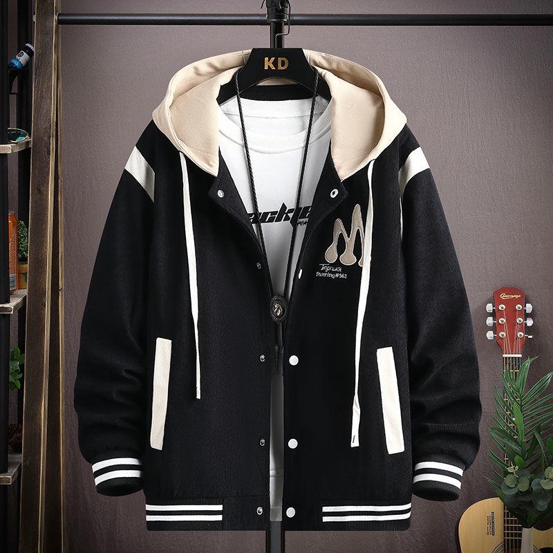 Men's Spring Hooded Denim Jacket - Trendy Youth Two-Piece Baseball Style Workwear