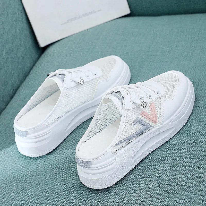 

WTEMPO женская дышащая уличная обувь с сеткой весна лето простые повседневные полутапочки на мягкой подошве Baotou на плоской подошве 38 розовый