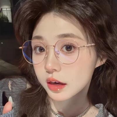 Retro Round Frame Anti Blue Light Glasses Stylish Large Frame Simple and Versatile Glasses Comfortable Fit Suitable for Students