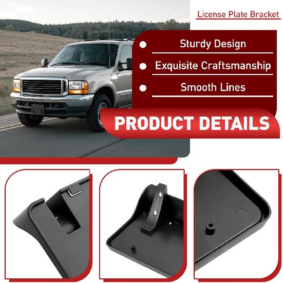 Front License Plate Holder Bracket Compatible with 1999-2004 Ford F-250 F-350 F-450 F-550 Super Duty Excursion License Plate Mounting Frames