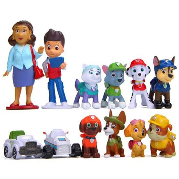 Personaggi - bandai - paw patrol - 12 pezzi - pvc - decorazione compleanno chiaro