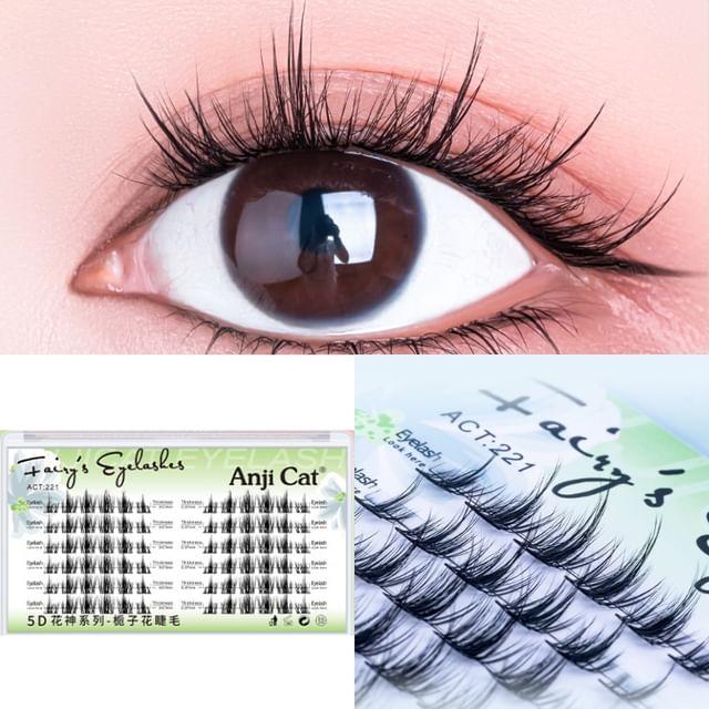 

Bonnie Wisp - Natural Crisscross Cluster False Eyelashes Green Box - Black - One Size
