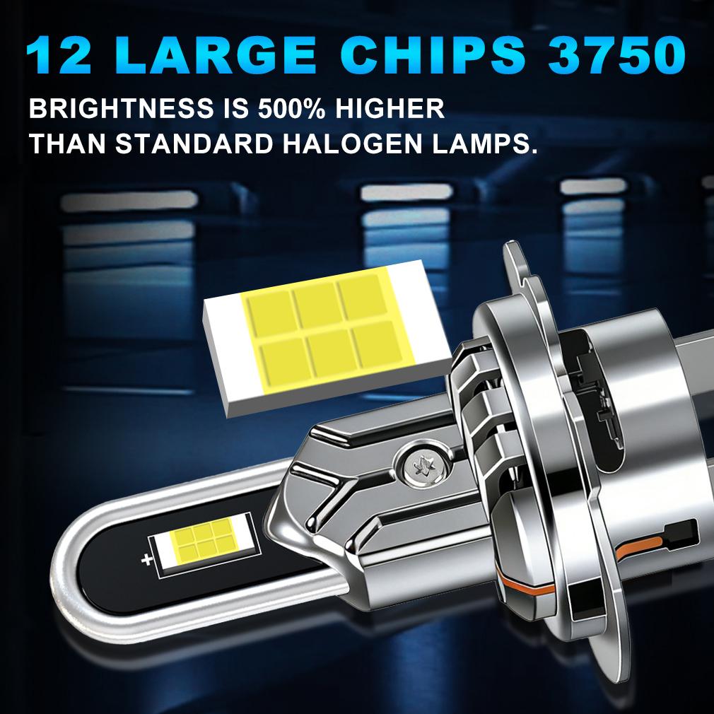 2 Stück H7 H4 LED-Scheinwerferlampen Canbus 30000LM 100W U-förmiges Kupferrohr Autolicht Turbo H11 9005 HB3 Scheinwerfer 6500K Weiß 12V Mit Lüfter