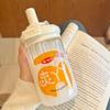 Tragbarer Becher mit Strohhalm aus hohem Borosilikatglas
