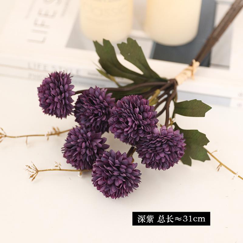 3 Dandelion Ball Chrysanthemum Artificial Flower, Wedding Auditorium Floral Landscaping Home Decoration Dandelion Artificial Flower Ornament