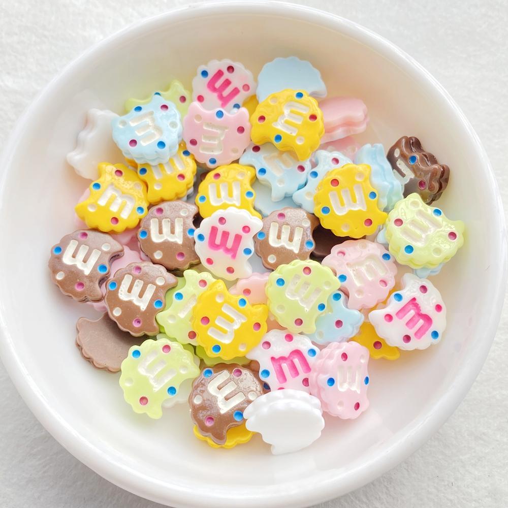 30pcs Colorful Kawaii Cartoon Gap M Bean Flat Bottom Cookie Flat back Resin Scrapbooks Figurines DIY Decor Crafts