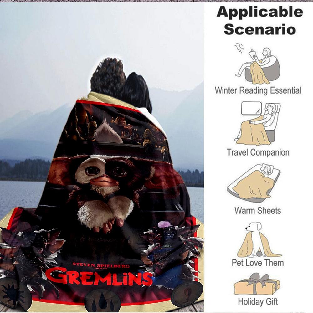 1pc Gremlins, Spielberg Blanket Lightweight Flannel Throw For Sofa, Bed, Travel, Camping, Livingroom, Office, Couch, Chair, And Bed