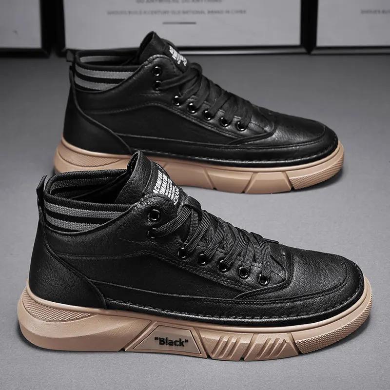 Mens Ankle Boots 2025 Casual Sneakers Platform Safety Leather Boots Skateboard Designer Luxury Sport Fashion Tennis Work Boots