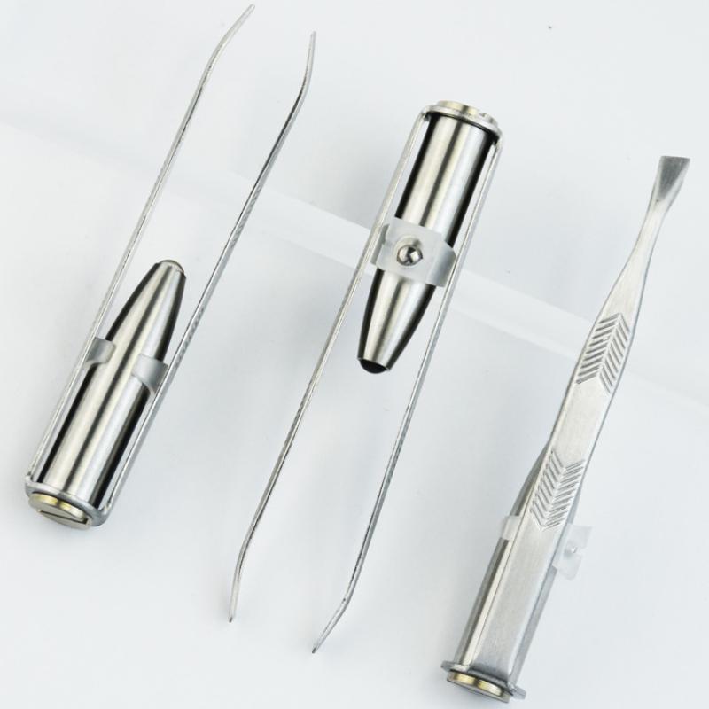 Stainless Steel Eyebrow Clip With Led Light Professional Lighted Tweezers For Eyelash Brow Hair Removal Makeup Tools