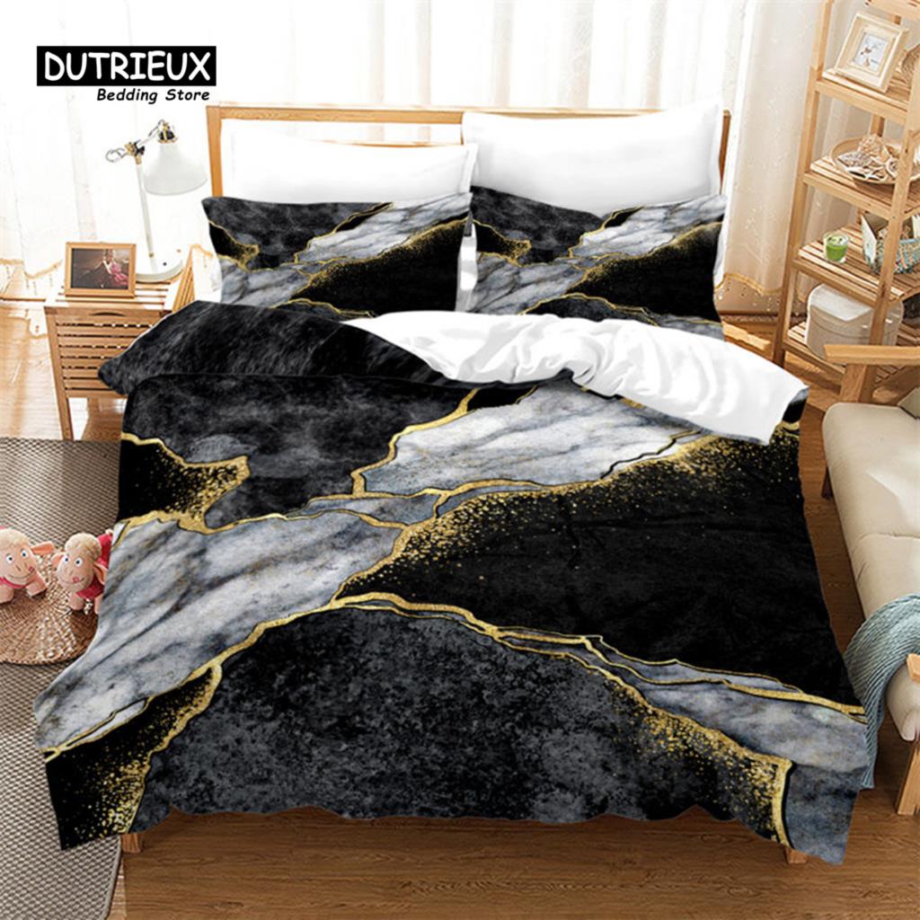 Vibrant Durable King Twin Full Queen Quilt Marble Geometric Abstract Art For Adults Kids Girls Bedroom Decor