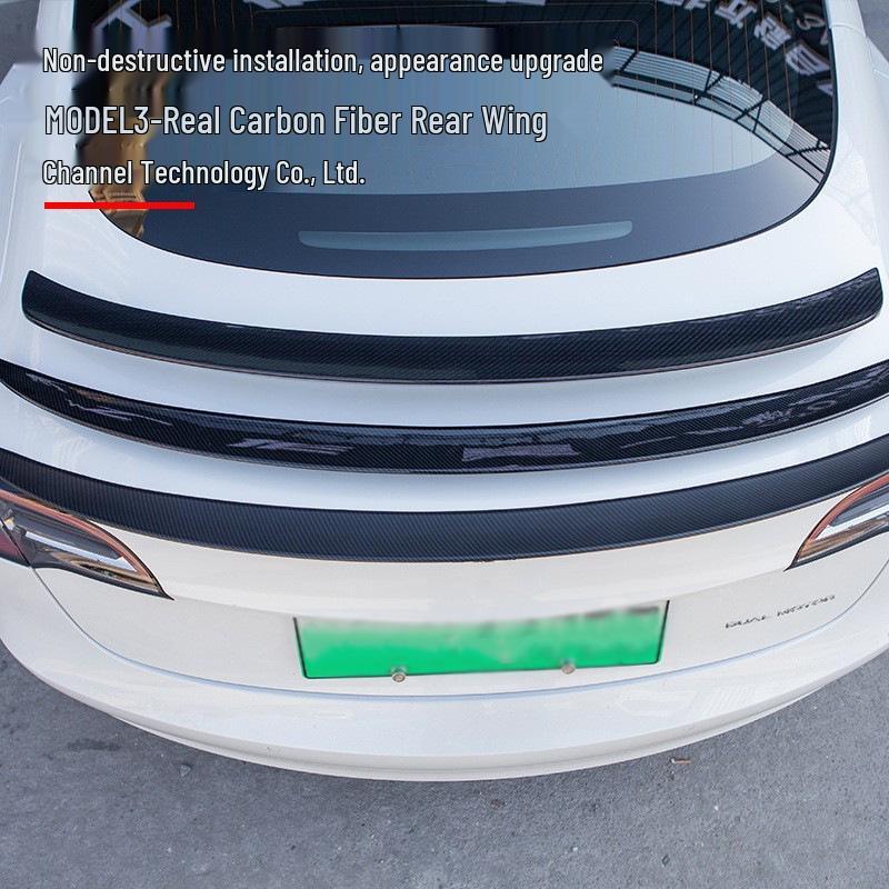 Tesla Model 3/Y Dry Carbon Fiber No-Drill Rear Spoiler Wing