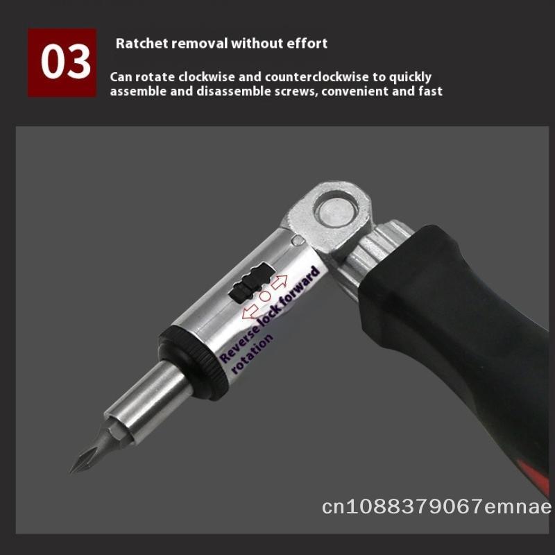 1/4 Inch Hex Multi-Function Magnetic Bit Ratchet Screwdriver with Variable 0-180 Degrees Angle Capability for Left And Right Tur