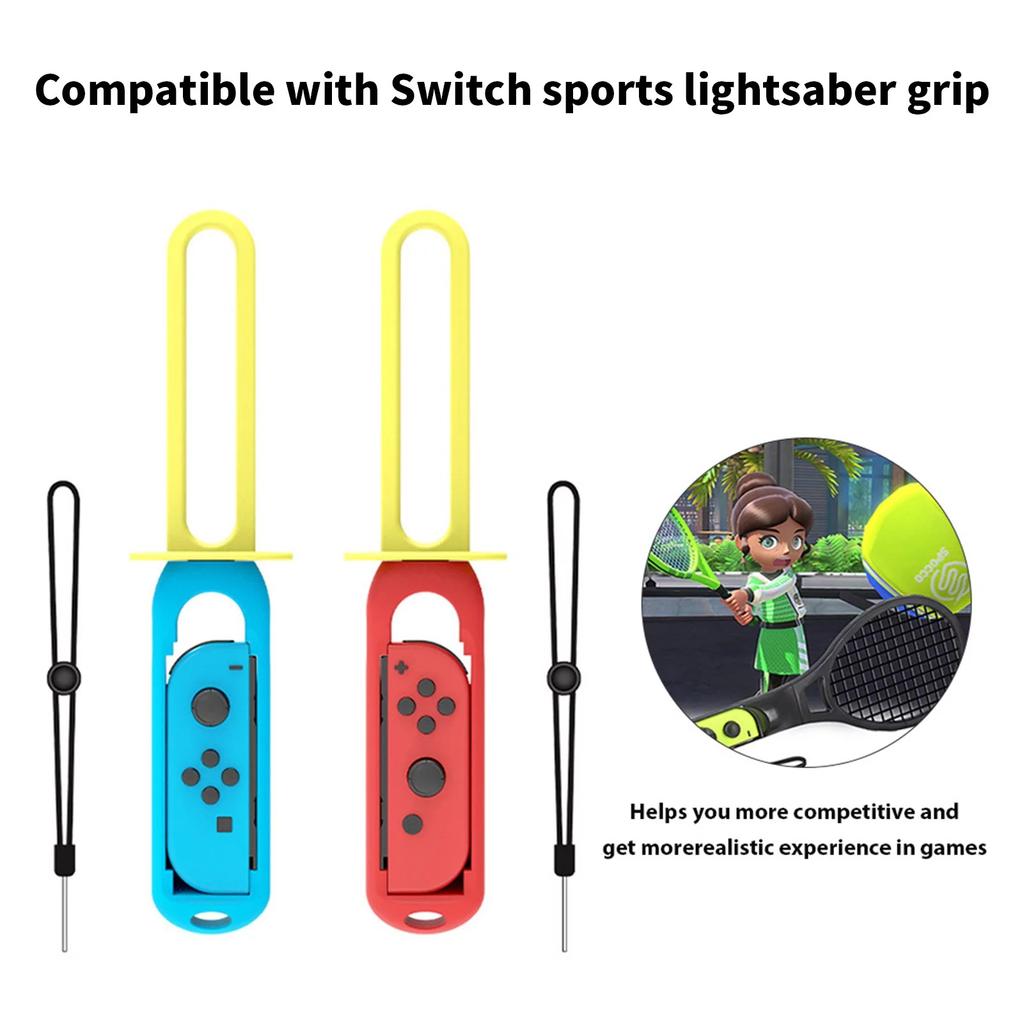 2Pcs Game Grips Handle Control Comfortable Grip with Wristband Enhance Gaming Experience Adjustable Hand Strap Game Lightsaber for Switch Joy-con