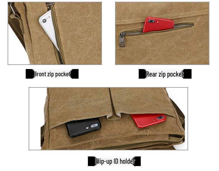 Q Men's Large Capacity Canvas Shoulder Bag - Business Casual Crossbody Briefcase