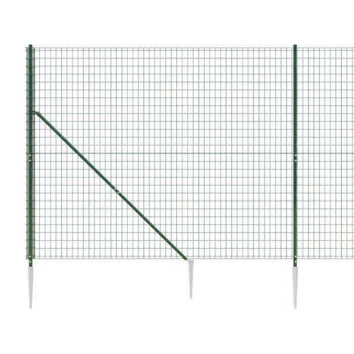 VidaXL Clôture en Treillis Métallique et Piquet d'Ancrage, Panneau de Clôture Décoratif, Barrière de Protection Jardin Patio 154111