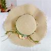 Summer flower straw hat women's foldable wavy edge small fresh big brim sun hat travel sun protection seaside beach hat