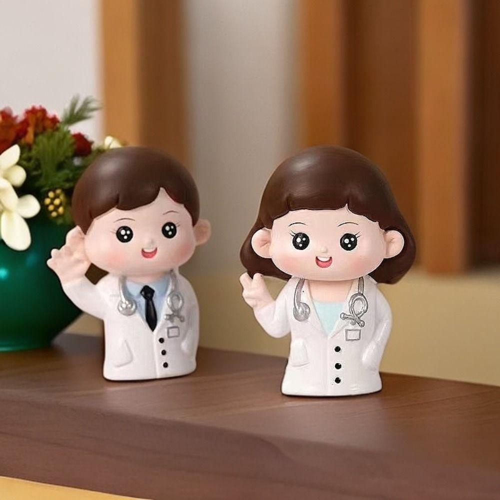 DlY Doctor Garage Kit Cartoon Nurse Cake Ornaments Exquisite Doctor Nurse Model Statue  Home Decor