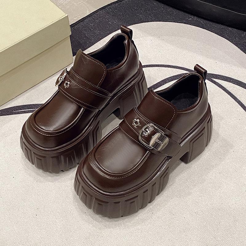 Retro British style platform round head loafers women's autumn 2025 new versatile fashion shoes one-pedal single shoes