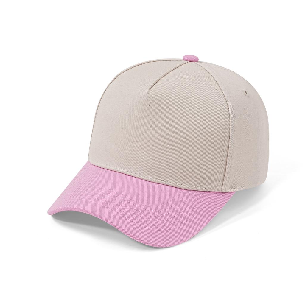 Five-panel Color-blocked Pure Cotton Hard-top Baseball Cap with Embroidered Blank Light Plate Trucker Hat and Peaked Cap
