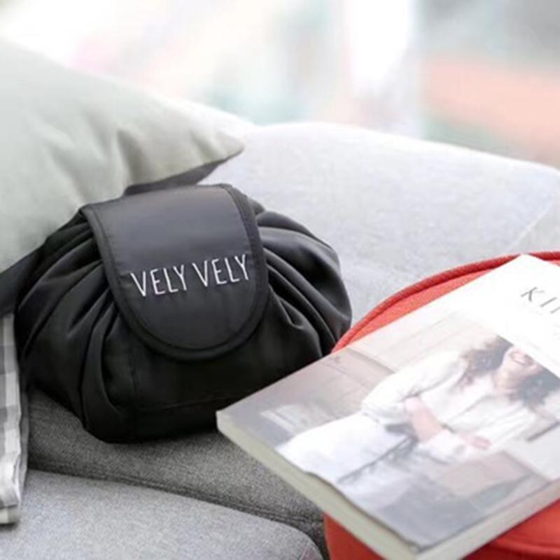 Organizador de Maquillaje de Viaje Gran Capacidad Sombra de Ojos Lápiz Labial Bolsa de Cosméticos Portátil Simple Cordón