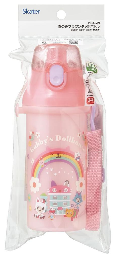 Skater Direct Drinking Water Dishwasher Made in Dollhouse Children's Bottle, Plastic, 480ml, One-Push Open/Close, Safe, Japan, Gabby's 26, PSB5SAN-A