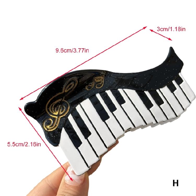 Acetate Hair Clip With Cartoon Tape Piano Design Musical Note Cassette Style For Trendy Women