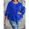 Plus Size Women S Lantern Sleeve Tie Shirt Loose Commute Top