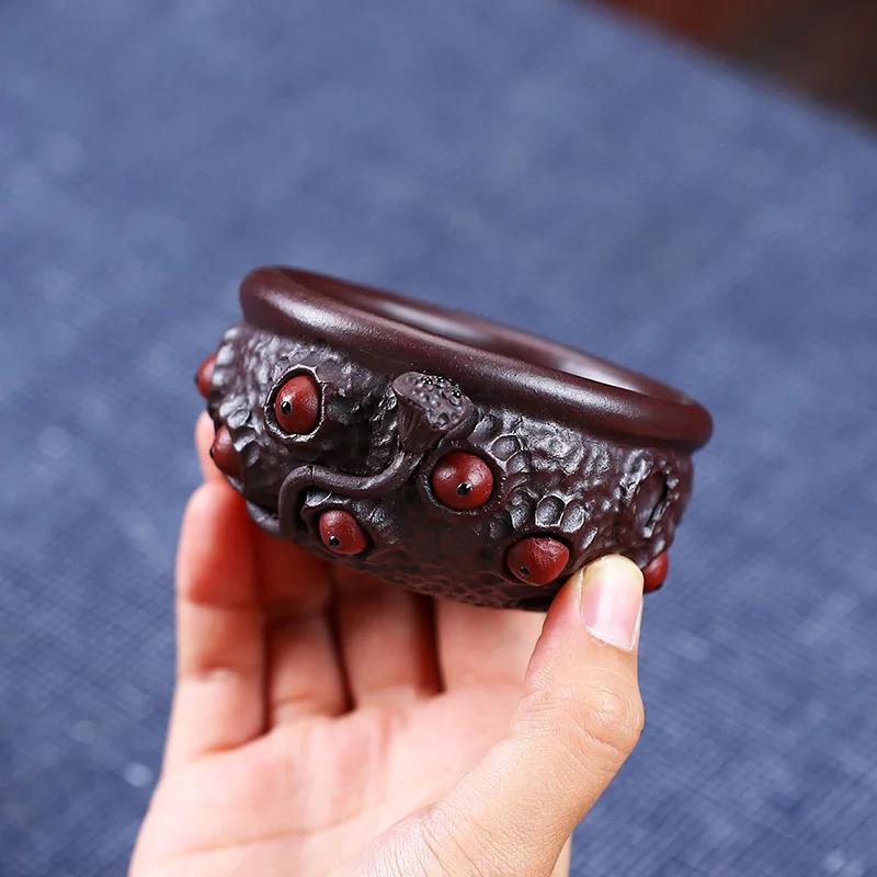 260ml Boutique Yixing Purple Clay Tea Pot Handmade Lotus Seed Tea Maker Raw Ore Purple Mud Filter Teapot High-grade Tea Set