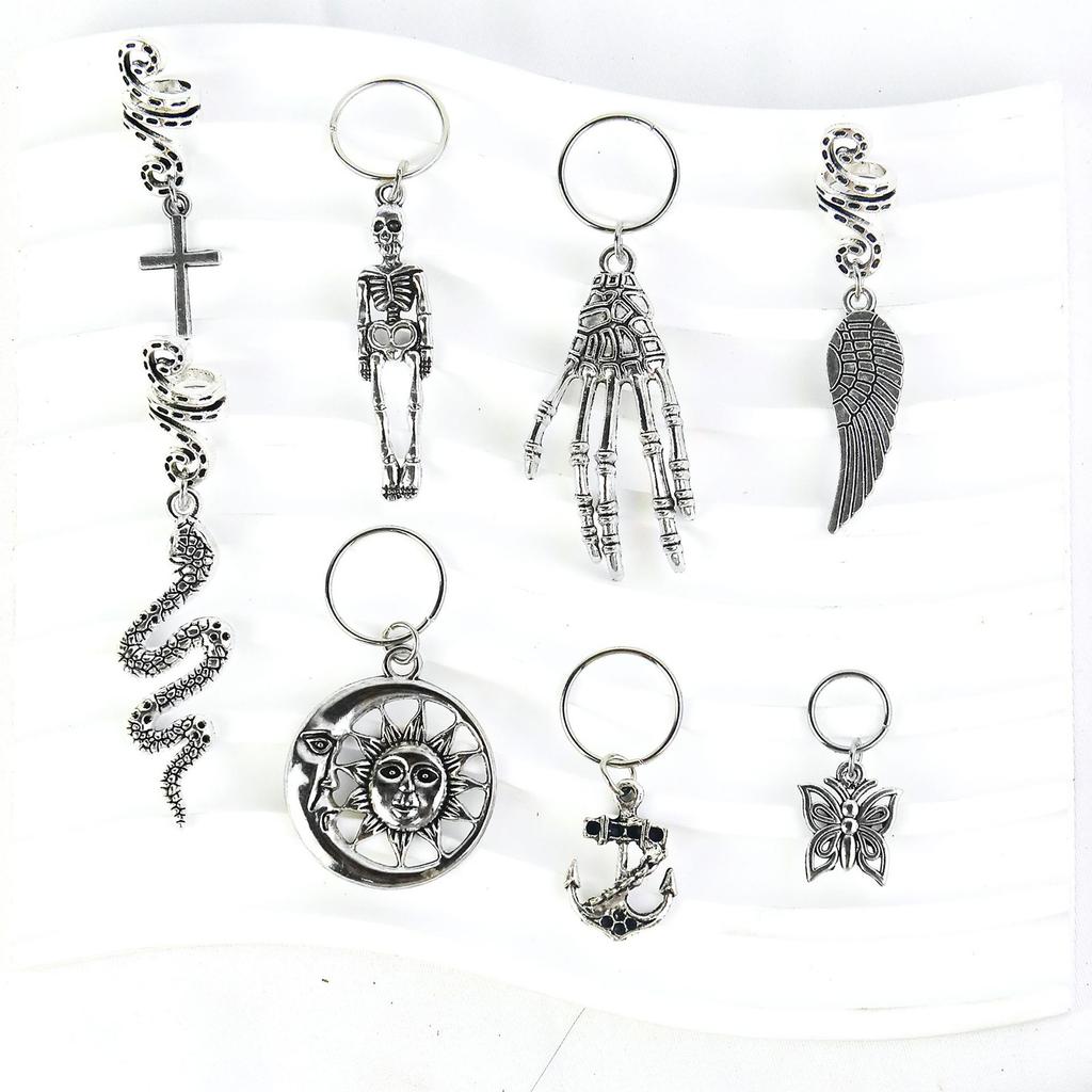 Skeleton Claw Hair Beads Loose Coil Hair Jewelry For Braid Hair Rings Dreadlock Bead Braid Rings Hair Clip Braid Clip