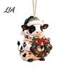Farm Themed Xmas Decorations Cute Cow Christmas Ornament, Acrylic Cartoon Milk Hanging Decoration, 2D Durable Printed Keepsakes Flat Farmhouse Animal