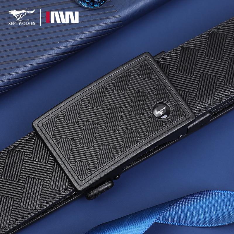 Seven Wolves Men's Leather Belt with Automatic Buckle - Versatile, High-End Business Accessory and Gift.