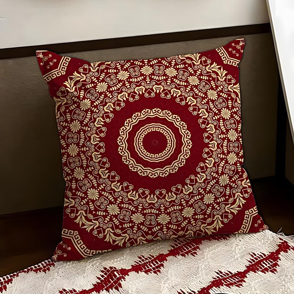 Quaint European Retro Motif Cushion Cover Reversible Soft Durable Pillow Cover Home  Car MultiScene Use for Daily Comfort