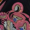 Plus Size Women's Black Short Sleeve T-Shirt with Tiger Print and Rhinestone Detail - Slimming Fit