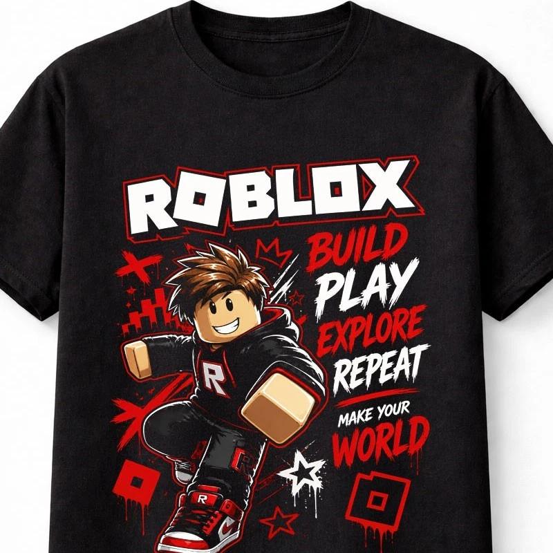 Roblox Build Play Explore Repeat Gaming Graphic Kids Unisex TShirt S