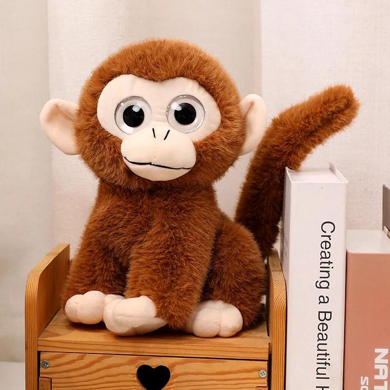 Simulation Big-Eyed Monkey Plush Toy Soft Stuffed Long Tail Monkey Doll Home Decoration Birthday Gift For Children