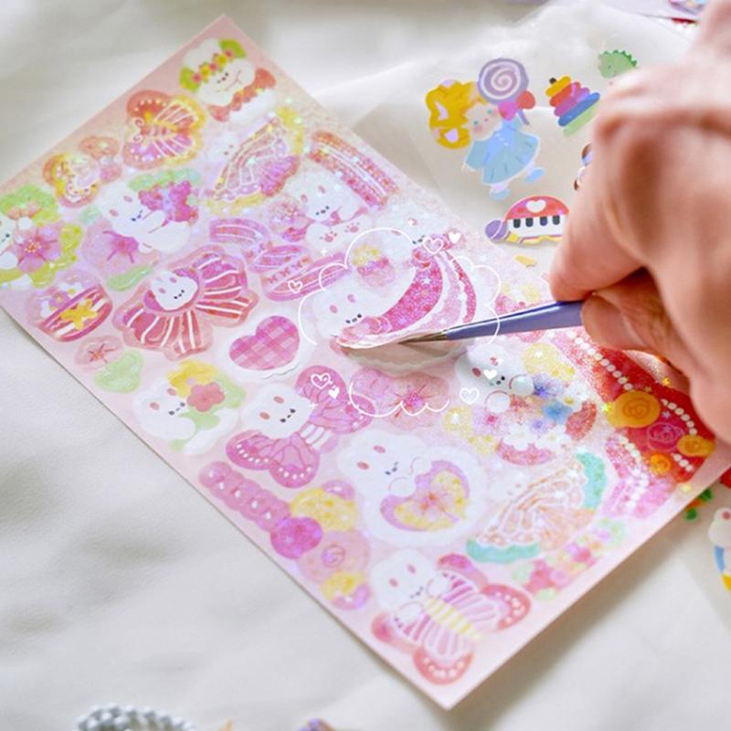10Pcs Stickers Pack Kawaii Laser Cute Stickers Diy Korean Stickers Laptop Scrapbook Decal Top Sticker
